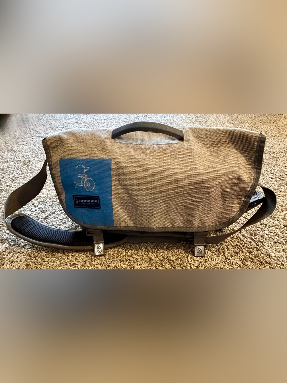 Timbuk2 Stork Diaper Messenger Bag Grey Blue Tricycle Medium